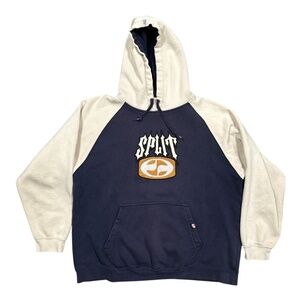 Vintage Y2K Split Skateboards Colorblock Big Embroidered Logo Hoodie Mens Medium